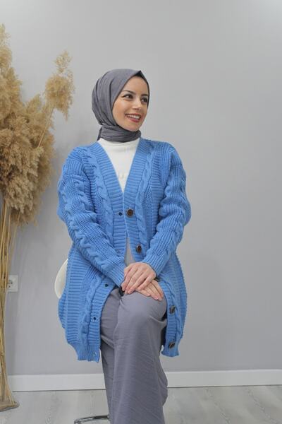 Modaytesettür Cardigan lung din tricotaj cu 5 nasturi