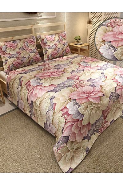 MonoHome Pique Set Cotton Double Jacquard Woven Bedspread Flowers Coverlet
