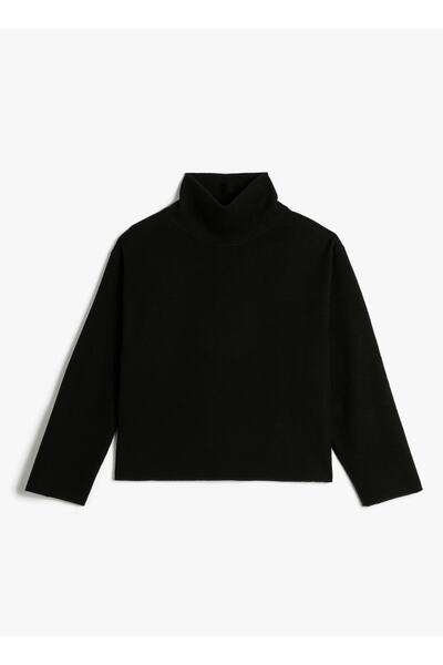 Koton Rollkragen-Standard-Pullover in Schwarz für Damen, 4WAK30019EK
