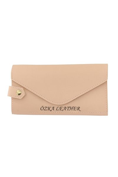 Ozka Leather Collection Women's Wallet with Phone and Coin Compartment Powder Color