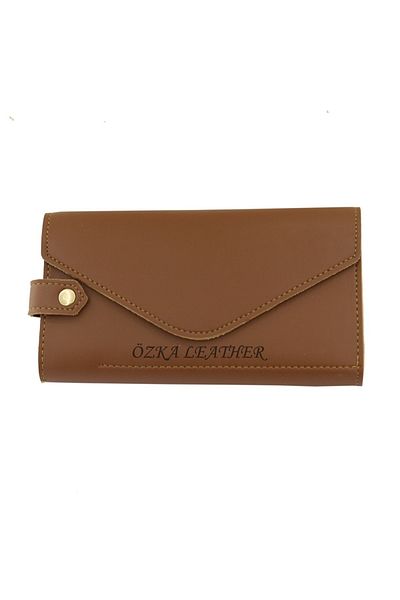 Ozka Leather Collection Дамски портфейл с отделения за телефон и монети, цвят кафяв