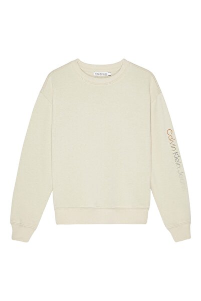 Calvin Klein Düz Kız Çocuk Bej Sweatshırt IU0IU00434ACI