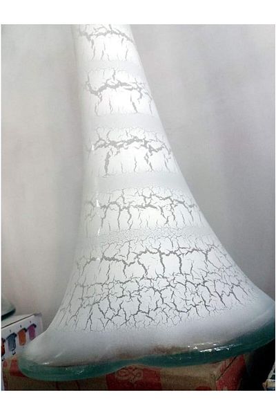 M3DECORİUM 60 cm Λευκός Πόδι Ελέφαντα - Γυάλινο Βάζο που δεν ξεφέρνεται
