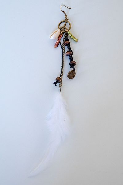 Lila Rosa Single Authentic Earrings with Bird Feathers
