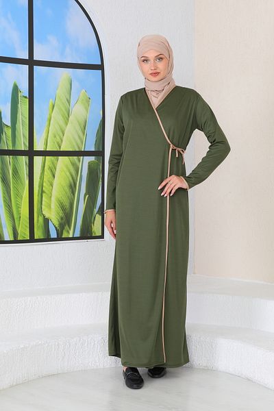 SALAT HEDİYELİK فستان صلاة برباط جانبي من Gift Market كاكي