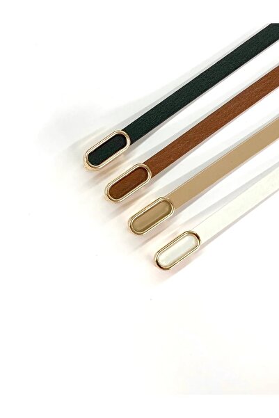 MARQUE SOSYETHEPAZARI Black - Tan - Beige - White Standard Thin Belt with Imported Oval Buckle