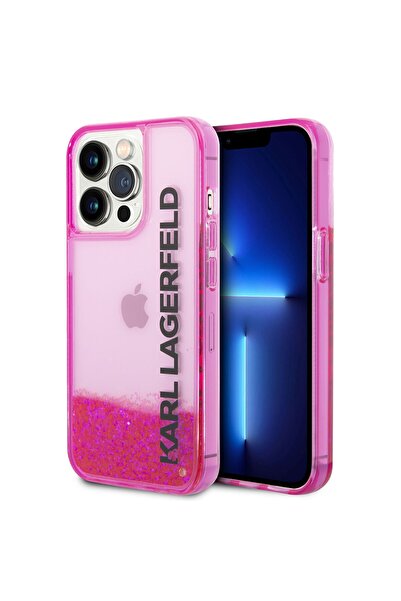 Karl Lagerfeld iPhone 14 Pro Max Kılıf Sıvılı Simli Elong Dizayn Kapak