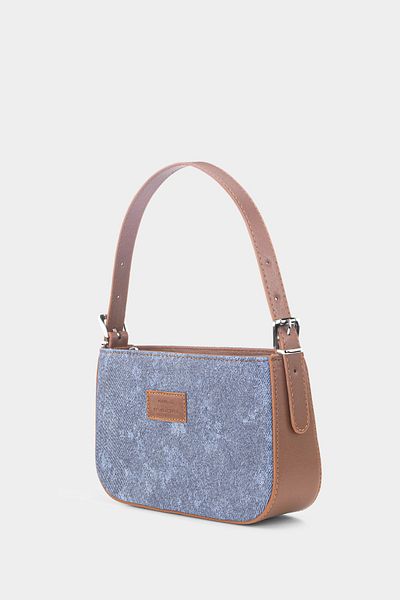 Housebags Geantă baghetă cu cataramă din denim pentru femei 208