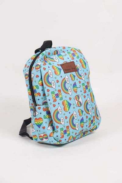 Pek Moda Rucsac pentru școală pentru copii, cu imprimeu cu inimă curcubeu albastru