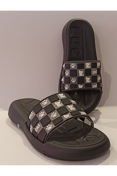 GEZER FLEXIBLE AND SOFT THICK EVA SOLE BLACK WOMEN'S POOL, BEACH, BALCONY, TERRACE, HOME AND STREET SLIPPERS