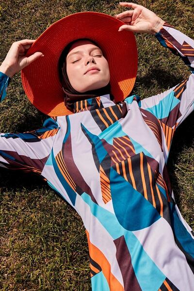 Riva Mera Καφέ πλήρως καλυμμένο μαγιό Hijab R2391