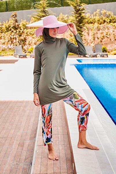 Riva Mera Χακί Πλήρως Καλυμμένο Μαγιό Hijab R2392