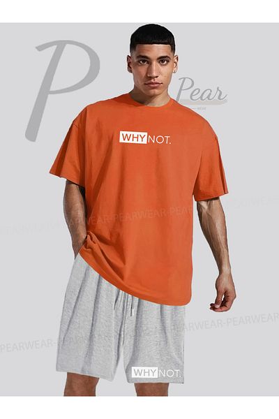 Pear Wear Men's Why Not Printed Oversize T-Shirt Shorts Double Set