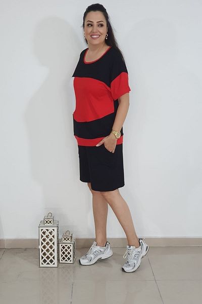 xlargebutik PLUS SIZE CLOTHING SUPER COMFORTABLE EFIL EFIL RED SHORTS SET