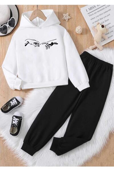 BENQE KİDS 100% памук, комплект спортни дрехи за момичета с принт „Майка и дете“