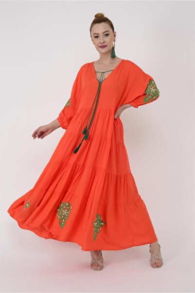 ZTO المرأة أصيلة مطرزة فستان طويل