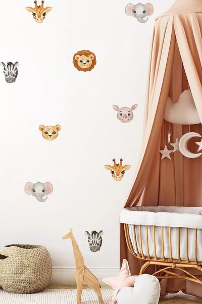sanatıbedi ملصق حائط لغرفة الأطفال بطابع حيوانات السفاري
