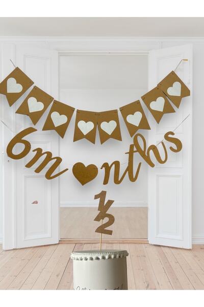 Partifabrik Kraft Beyaz Retro Yarım Yaş 6months Parti Seti 3 parça