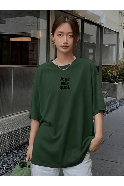 Pear Wear Je Ne Sais Quoi Μπλουζάκι με στάμπα γαλλικού τύπου Oversize Crew Neck T-Shirt