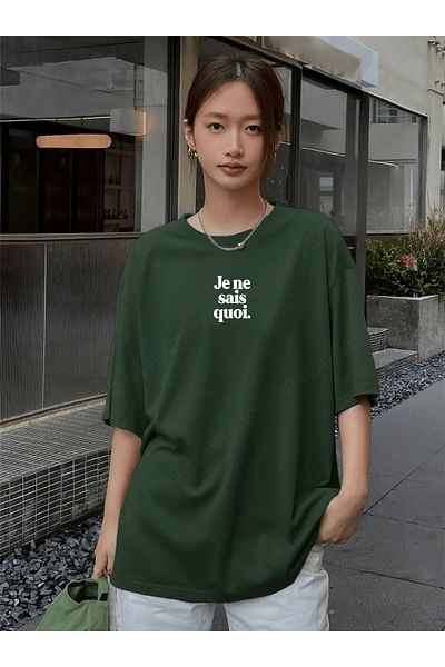 Pear Wear Τυπωμένο γαλλικό μπλουζάκι Oversize Crew Neck T-Shirt