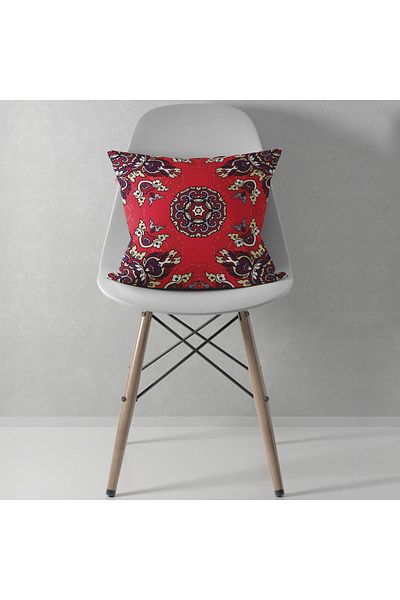 menesahome Throw Pillow Cover, Pillow Cover, Patterned Cover, Red Throw Pillow, Floral Throw Pillow