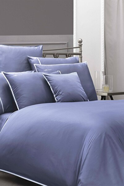 Sarev Sartoria Light Blue Double 500 TC 100% Cotton Satin Duvet Cover Set