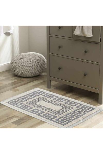 CNGZSHOP Βαμβακερό χαλάκι με σχέδια 40x60 εκ. Κρεμ Γκρι