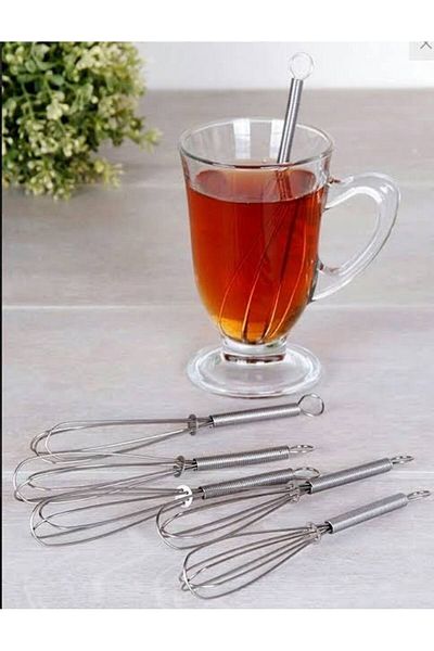 Sensoria 6 ملاعق صغيرة على شكل خافق من الفولاذ المقاوم للصدأ، ملاعق صغيرة حديثة، خافق بيض سلكي صغير