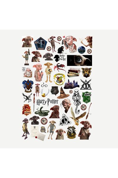 Ororabutik Σετ αυτοκόλλητων 53 τμχ Harry Potter Chibi Dobby Hp - Σετ αυτοκόλλητων Scrapbook Bullet Journal