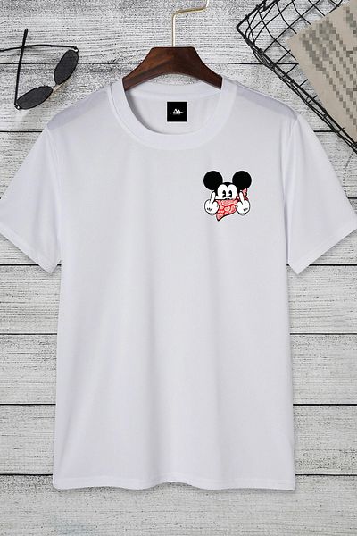 AMMA Μπλουζάκι Unisex Mickey Mouse πίσω και μπροστά με στάμπα Oversize 100% Cotton Boyfriend