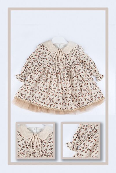 DIDuStore Mymio 6/24 Ay Naturel Çiçekli Elbise