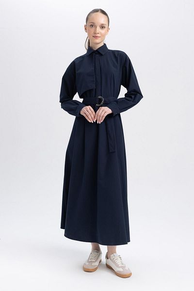DeFacto Relax Fit Hemdkragen-Popeline-Langarmkleid
