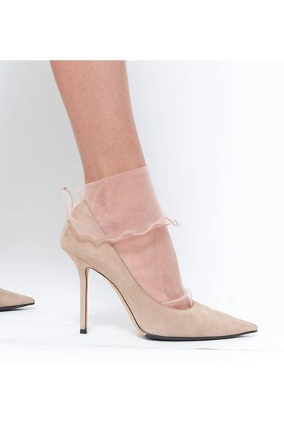 es moda shop Salsa ruffle short gauze socks powder