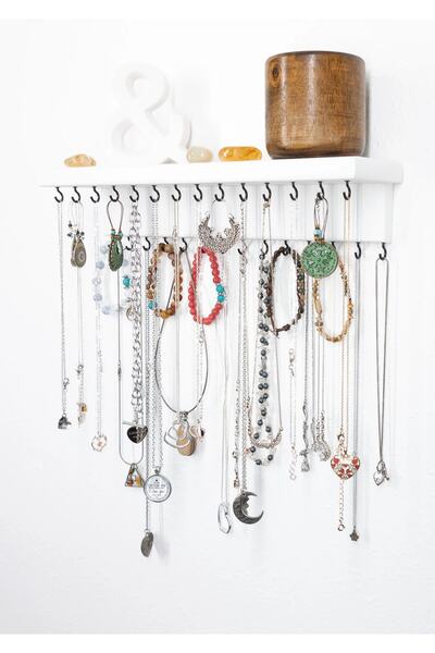 Efem Dekor 45Cmx11 cm Asma Takı Düzenleyicileri, Duvara Monte Raf Takı Tutucu...