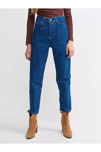Bella denim Mavi Yüksek Bel Likralı Slim Fit Mom Jean Pantolon