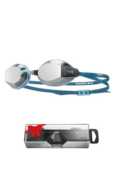TYR Sport TYR BlackOps 140° Smoke/Sea Blue Mirrored Swimming Goggles, Training Glasses