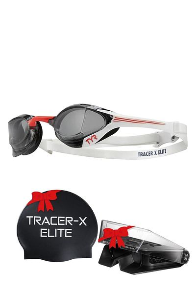 TYR Sport TYR Tracer-X Elite Smoke/Red Swimming Goggles, Training Glasses