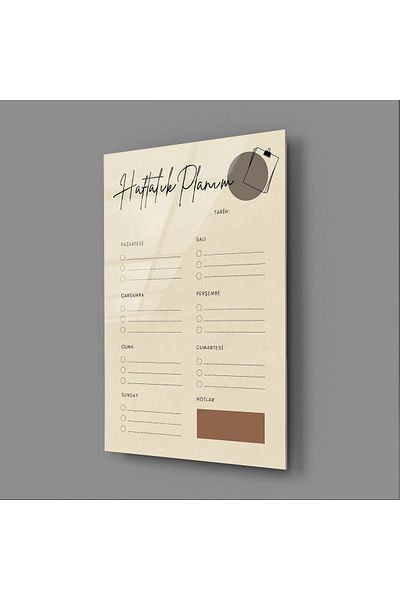 Haydi Dekor Writable and Erasable Soft Colors Weekly Plan Glass Board