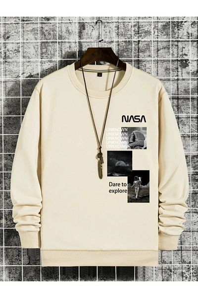 Keywest Φούτερ με στάμπα Nasa Unknown με 3 νήματα Oversize Crew Neck