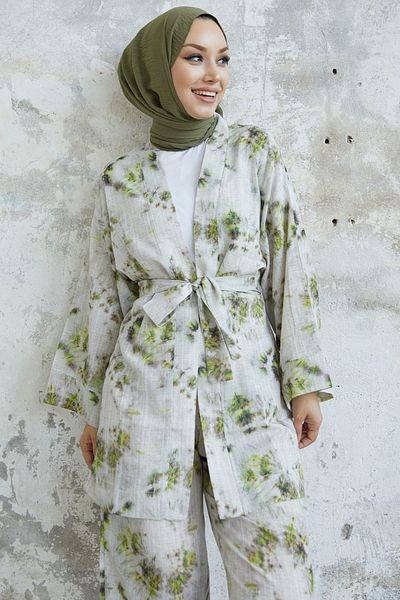 InStyle Valeria Kimono Belted Set - Green