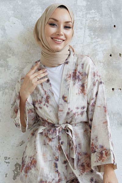 InStyle Valeria Kimono Belted Set - Tan