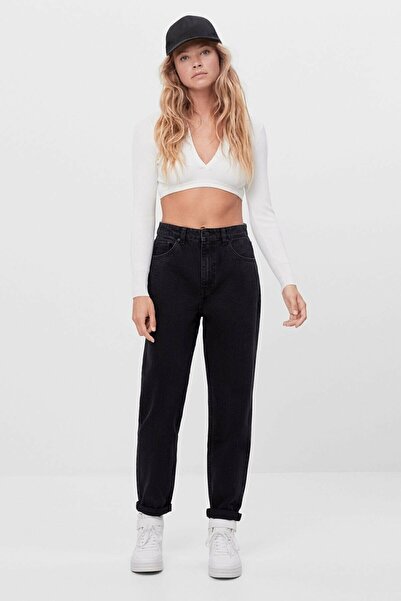 DRC trend Tatum ženske Visok struk crne Sa likrom Mom farmerke boyfriend pant...