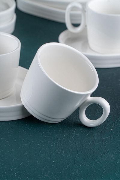 ACAR Bianco Perla Coffee Cup Set for 6 People - 90 ml