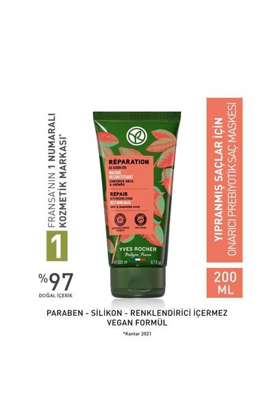 Yves Rocher Onarıcı Prebiyotik Saç Maskesi - Yıpranmış Saçlar / Reparation Organik Jojoba Yağı 200 Ml