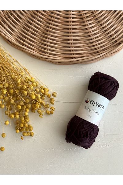 Filyarn Baby Cotton 100% Cotton Punch, Knitting, Amigurumi 25 Gr Cotton Yarn - Damson