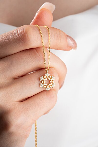 Nereze 925 Ayar Gümüş Gold Kartanesi Tasarım Kolye