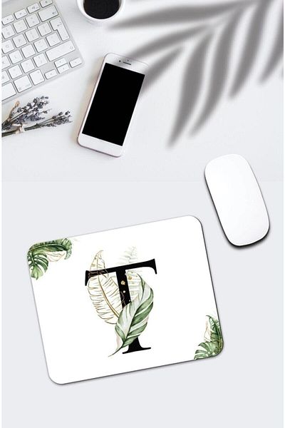 HobiShop Ορθογώνιο Mouse Pad με τροπικό σχέδιο Letter T