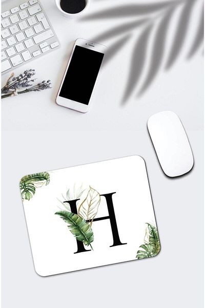 HobiShop Ορθογώνιο Mouse Pad με τροπικό σχέδιο Letter H