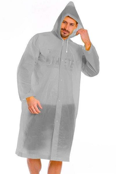 Marlux Unisex Raincoat Hooded Snap Fastener Eva Gray Raincoat