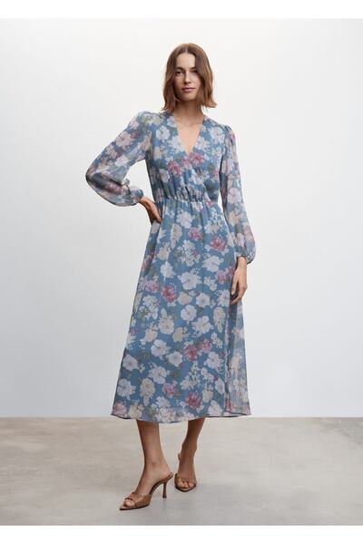 MANGO Woman Floral Chiffon Dress